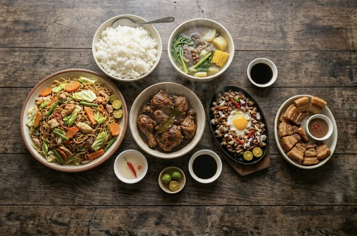 本場フィリピン料理ランチセット・パンシット・アドボ・シニガン等のローカル料理